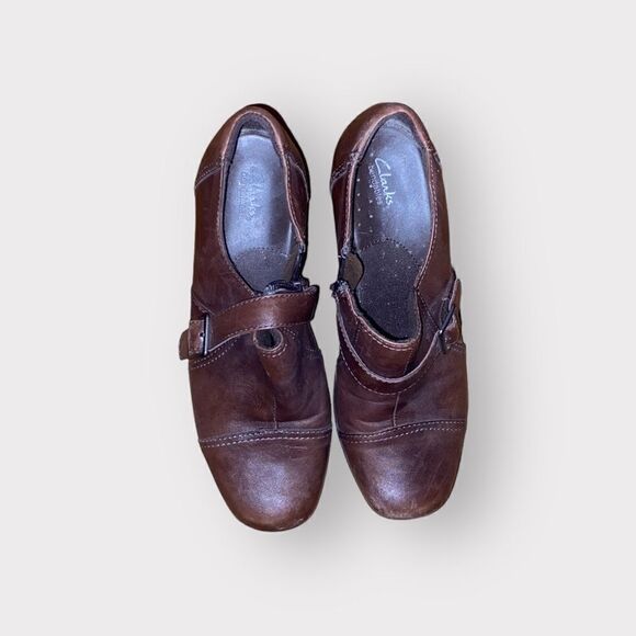 Clarks Brown Leather Shoes Size 7 M - Picture 1 of 5